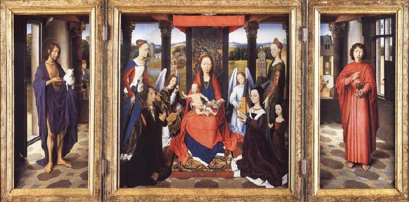 The Virgin and Child with Angels,Saints and Donors, Hans Memling